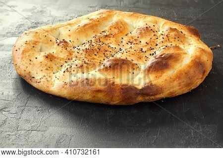 Turkish Ramadan Pita Bread, Isolated On White Background