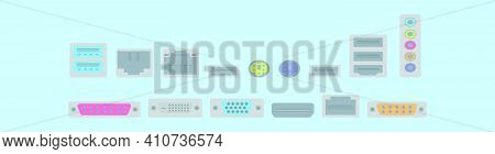 Set Of Usb Ports Cartoon Icon Design Template With Various Models. Modern Vector Illustration Isolat