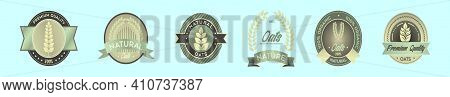 Set Of Oats Labels Cartoon Icon Design Template With Various Models. Modern Vector Illustration Isol