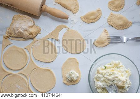 Pierogi Ruskie, Baked Dumplings Stuffed With Curd Cheese And Potatoes