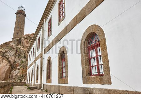 Lighthouse Tower And Building In Vilan-camarinas Cape. Galicia. Spain