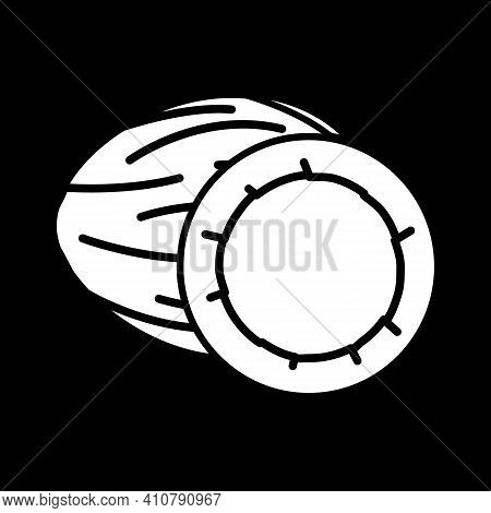 Coconut Dark Mode Glyph Icon. Half Of Coco. Fresh Nutrient Nut. Cosmetic Ingredient. Nutrition And N