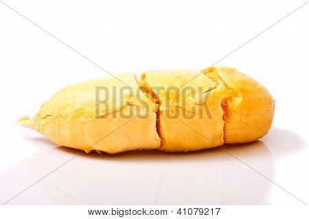 Freshness Of Durian Flesh On White Background