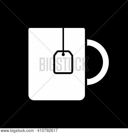 Cup With Tea Bag Dark Mode Glyph Icon. Fragrant Drink To Relax. Mug With Herbal Tea. Brewing Teabag.