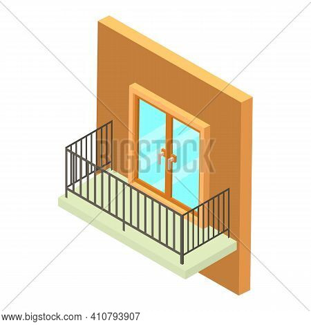 Rectangular Balcony Icon. Isometric Illustration Of Rectangular Balcony Vector Icon For Web