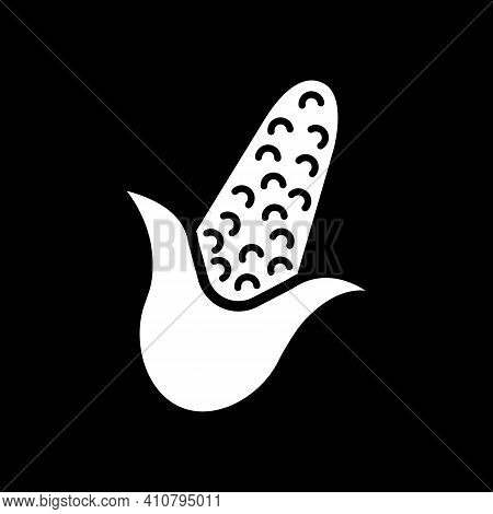 Corn Ear Dark Mode Glyph Icon. Fresh Vegetable. Food For Cooking. Meal Recipe Ingredient. Dietary Fo