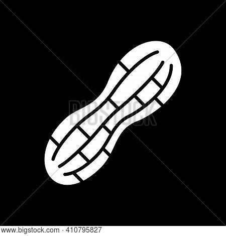 Peanut Dark Mode Glyph Icon. Nut Shell. Healthy Eating. Nutrient Food Product. Cookery Ingredient. G
