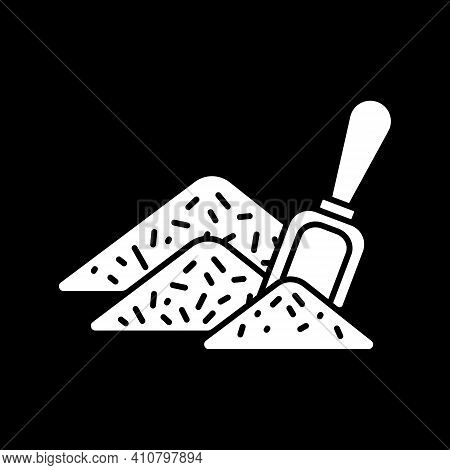 Wheat Grain Dark Mode Glyph Icon. Scoop Flour. Staple Food. Grocery Product And Foodstuff. Bakery Co