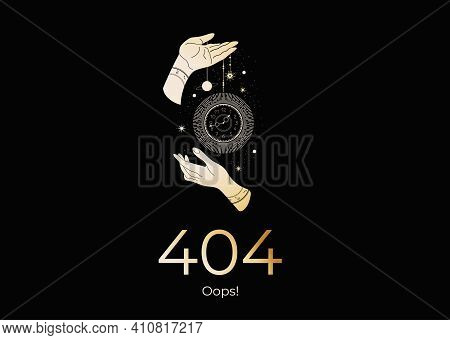 Page 404. Link To Non-existent Page. Magic Hand With A Clock.