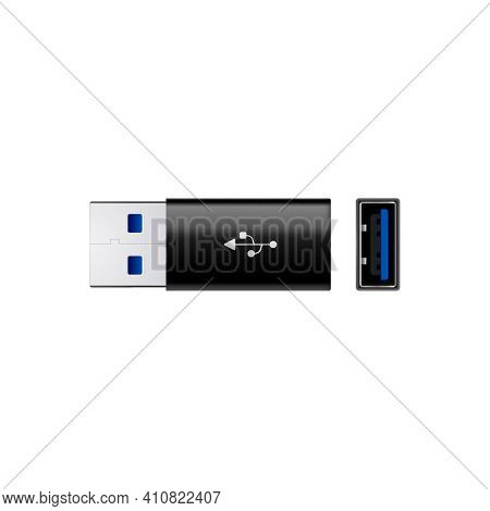 Composition With Realistic Image Of Usb Mass Storage Drive With Usb 3 Super Speed Port Vector Illust