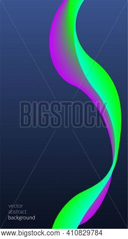 Vector Abstract, Futuristic, Digital Background In Mood-boosting Colours. Swirling Waves With A Tran