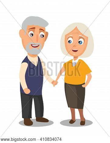 Couple Holding Hands. Color Flar Vector Illustration Isolated White Background