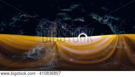3d Illustration. Outer Space And Black Hole Texture 360 Degrees. Spherical Projection. Environment O