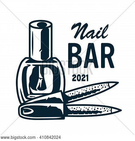 Emblem With Manicure Nailfile, Varnish For Nail Bar