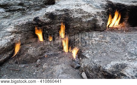 Flames Of Mount Chimaera From The Underground, Cirali, Turkey