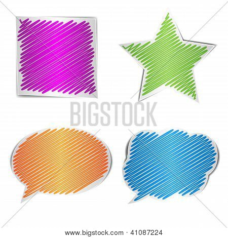 Scribbled Collection Of Shape, Vector Illustration