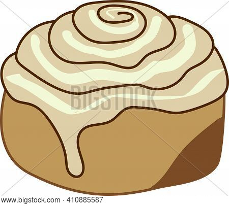 Clipart Style Cinnamon Roll With Frosting Dripping Off The Side