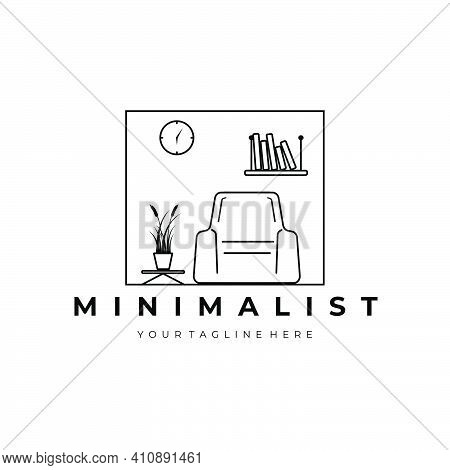 Minimalist Furniture Sofa Logo Vector Illustration Design Line Art