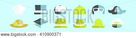 Set Of Trucker Hat Cartoon Icon Design Template With Various Models. Modern Vector Illustration Isol