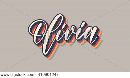Hand Lettered Handwritten, Script, Calligraphic Name In Retro Colored Theme..