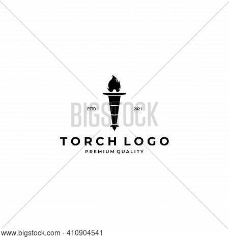 Icon Torch Logo Vector Illustration Design Line Art Linear Template