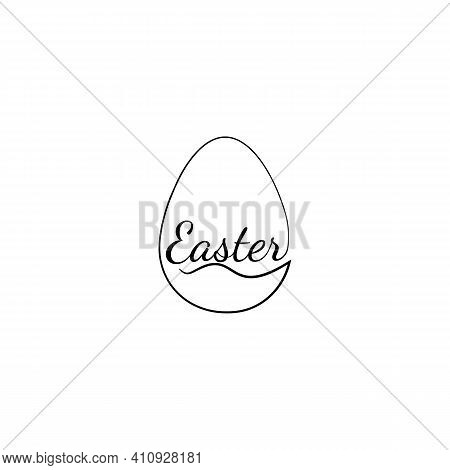 Easter Egg With Single Line. Easter Egg Linear Icon. Thin Line Illustration. Vector Isolated Outline
