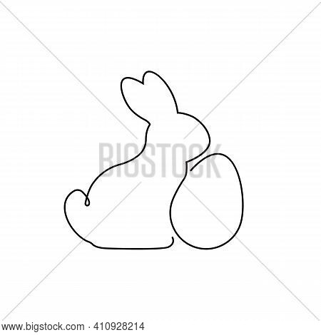 One Line Easter Bunny Icon, Easter And Holiday, Rabbit In Egg Sign, Vector Graphics, Single Line, Ep