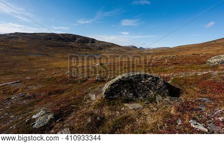 Autumn Landscape Around Mount Njulla. Abisko National Park, Sweden