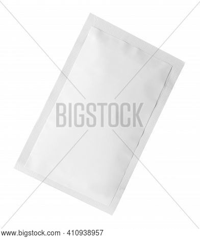 One Sachet Isolated On White. Single Use Package