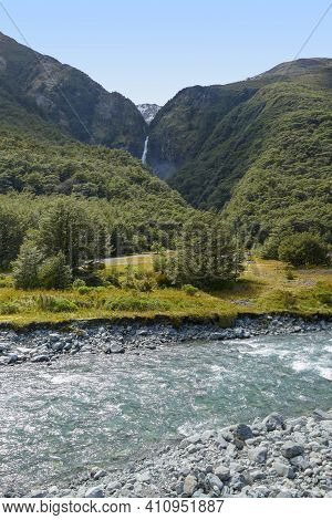 Scenery Around Bealey River In New Zealand