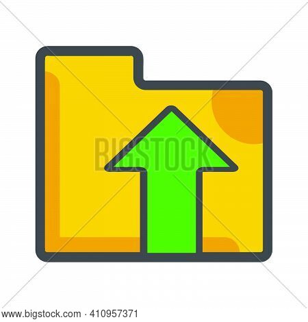 Folderw With Upload Folder Illustration. Flat Vector Icon. Can Use For, Icon Design Element,ui, Web,