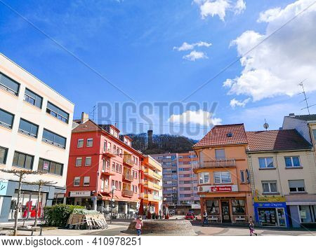 FORBACH, FRANCE - April 14, 2020: Street view of Forbach city, France.