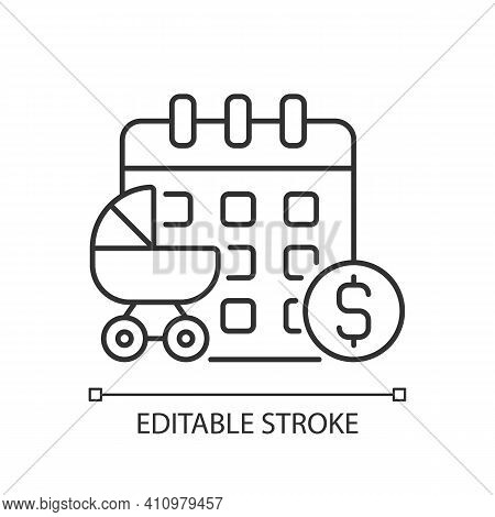 Paid Maternity Leave Linear Icon. Protection Of The Rights Of Women. Mother Care. Feminism. Thin Lin