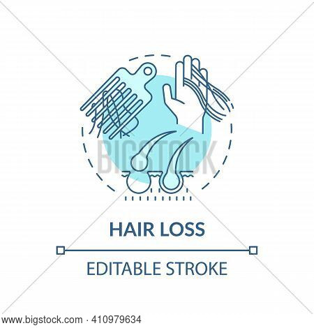 Hair Loss Concept Icon. Stress And Disease With Fever Idea Thin Line Illustration. Effect From Illne