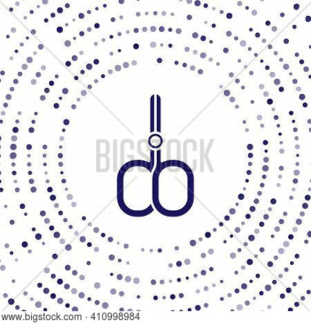 Blue Nail Scissors Cuticle Cut Beauty Salon Icon Isolated On White Background. Cosmetic Scissors For