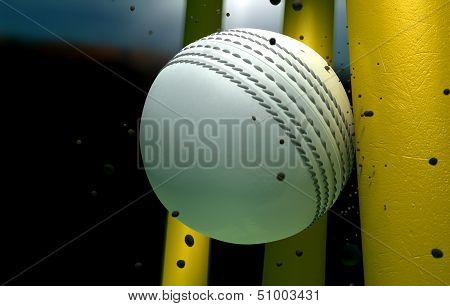 Cricket Ball Striking Wickets With Particles At Night