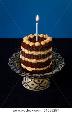 Chocolate Birthday Cake Burning Candle
