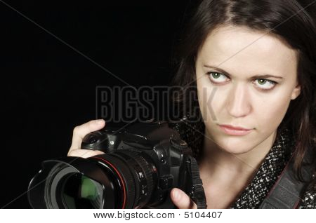 Professionelle kvindelige fotograf