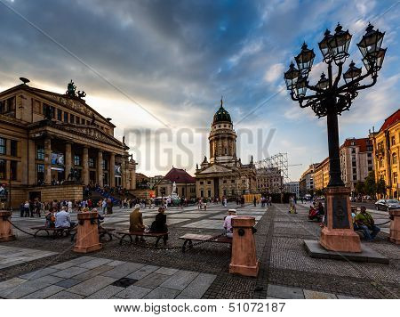 French Cathedral And Concert Hall On Gendarmenmarkt Square In Berlin, Germany