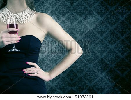 woman with a glass of wine