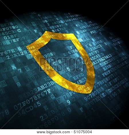Security concept: Contoured Shield on digital background