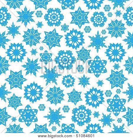 Seamless Pattern With Blue Snowflakes On A  White  Background.winter Background.vector