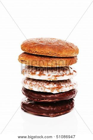 Stack Of Different Lebkuchen Gingerbread Cookies
