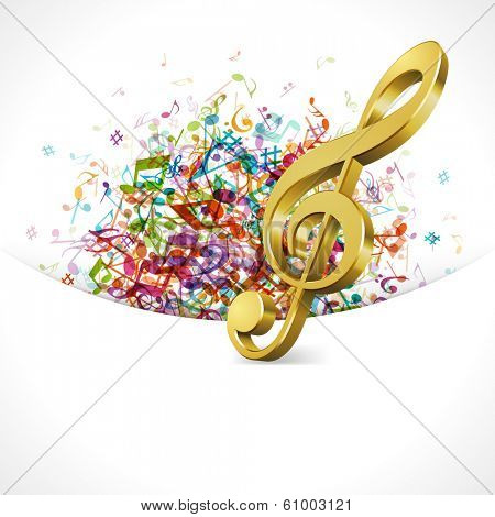 Colorful music background with notes. Vector background. 