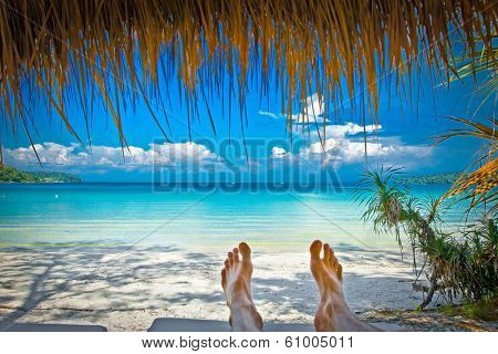 Beautiful turquoise beach on  Koh Rong Samloem island  in Cambodia.