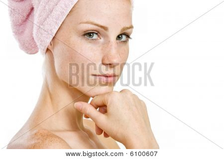 Porträt einer Frau Rothaarige turban