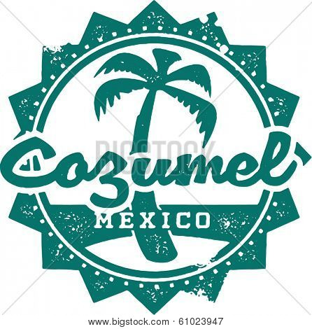 Vintage Style Cozumel Mexico Vacation Stamp