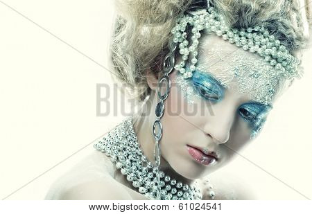 Ice-princess.Christmas Winter Fairy woman.