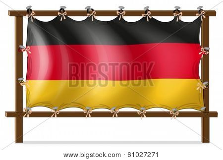 Illustration of a wooden frame with a German flag on a white background