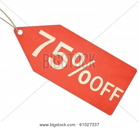 Seventy Five Percent Off Sale Red Tag And String